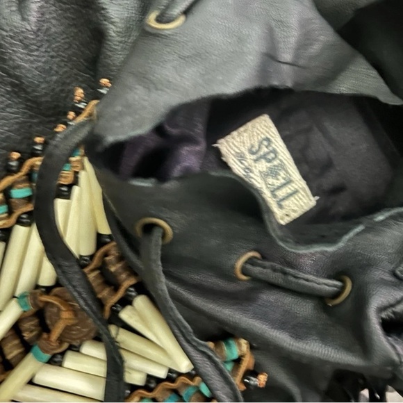 Black Spell & the Gypsy Dreamweaver Black | Black Leather Fringe Boho Crossbody - Picture 14 of 15